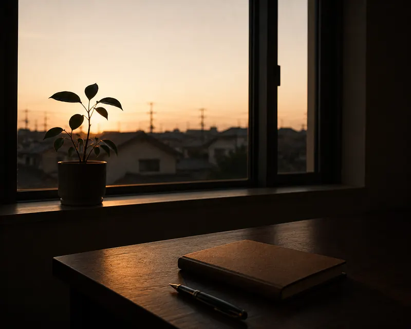 所沢のオフィスの窓辺と作業机